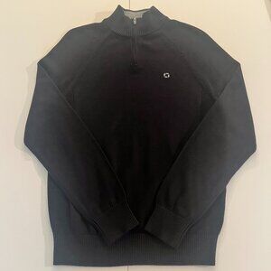 Lands End Mens Pullover Shirt Navy 1/4 Zip Ribbed Cotton Blend Small Preppy